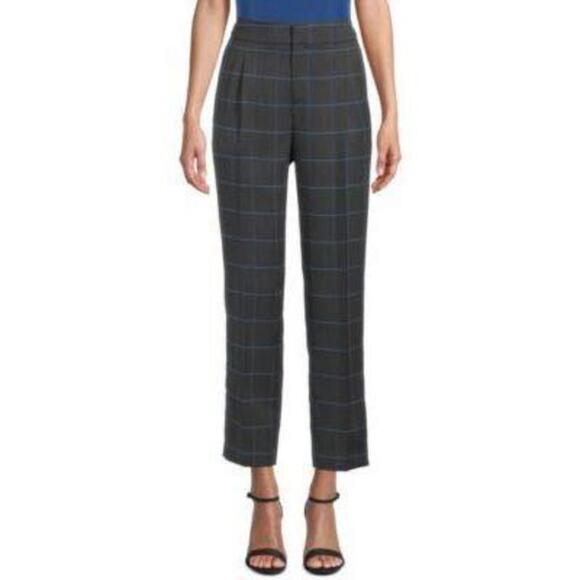 Bar III Windowpane Plaid-Print Pants Black Storm M - Picture 1 of 1